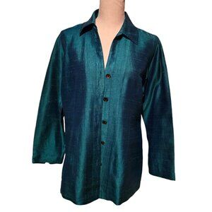 TravelSmith 100% Silk Dupioni Top - Size Medium